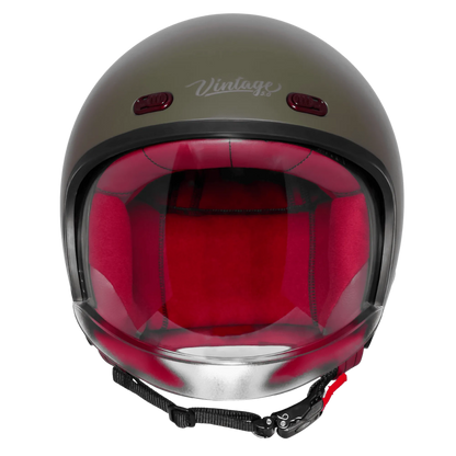 Steelbird Sbh 67 Vintage Matt Battle Green Half Face Helmet