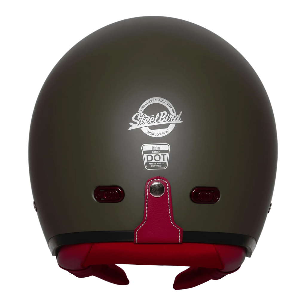 Steelbird Sbh 67 Vintage Matt Battle Green Half Face Helmet