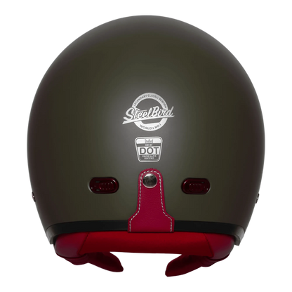 Steelbird Sbh 67 Vintage Matt Battle Green Half Face Helmet