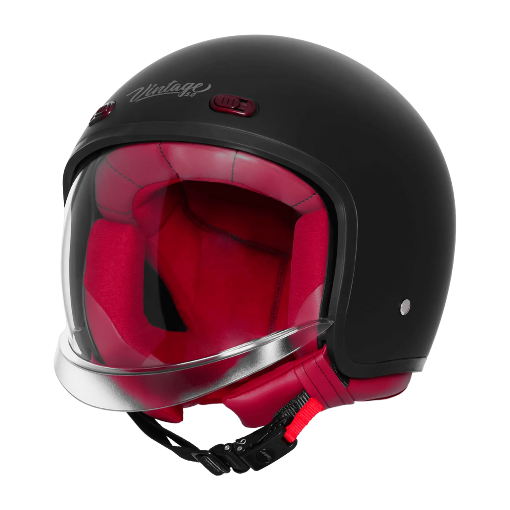 Steelbird Sbh 67 Vintage Matt Black Half Face Helmet