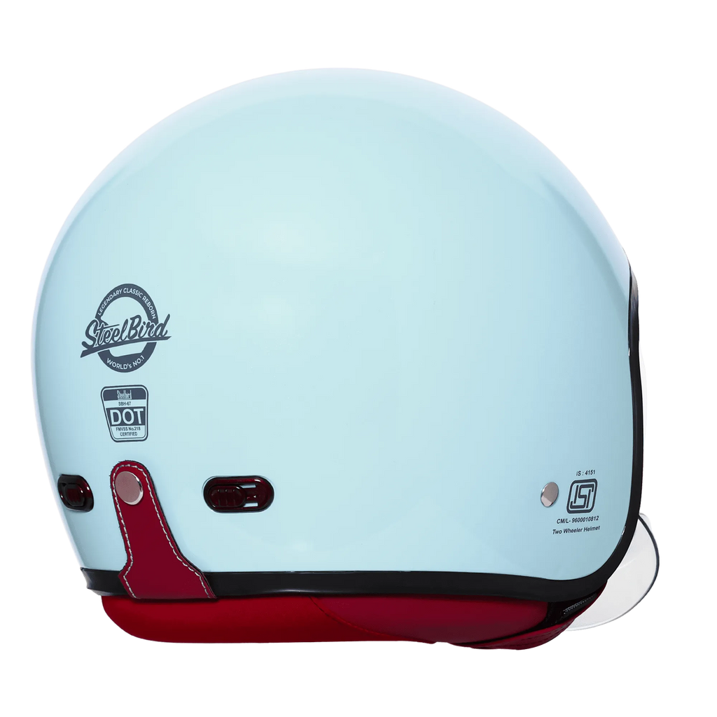 Steelbird Sbh 67 Vintage Sea Blue Half Face Helmet
