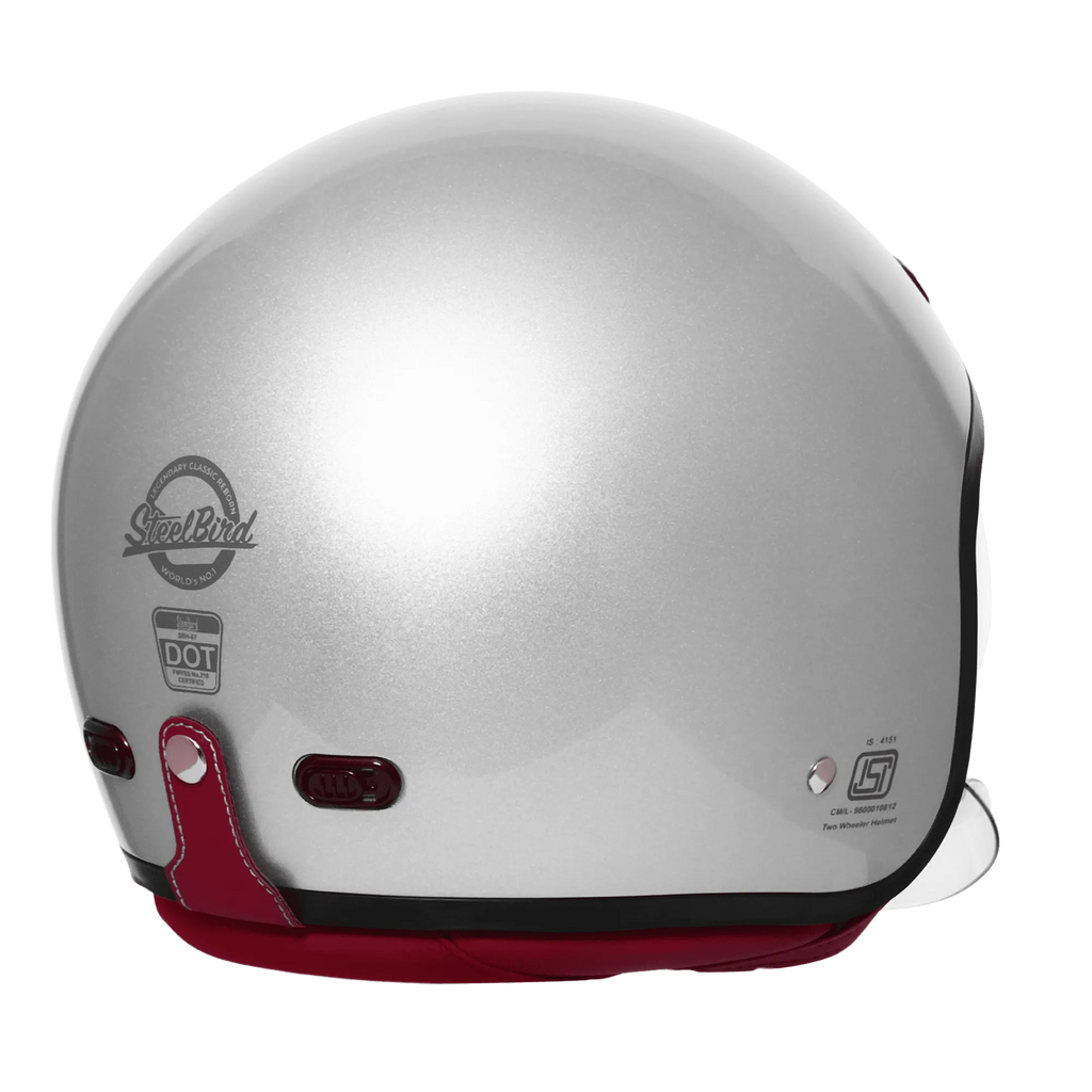 Steelbird Sbh 67 Vintage Silver Half Face Helmet
