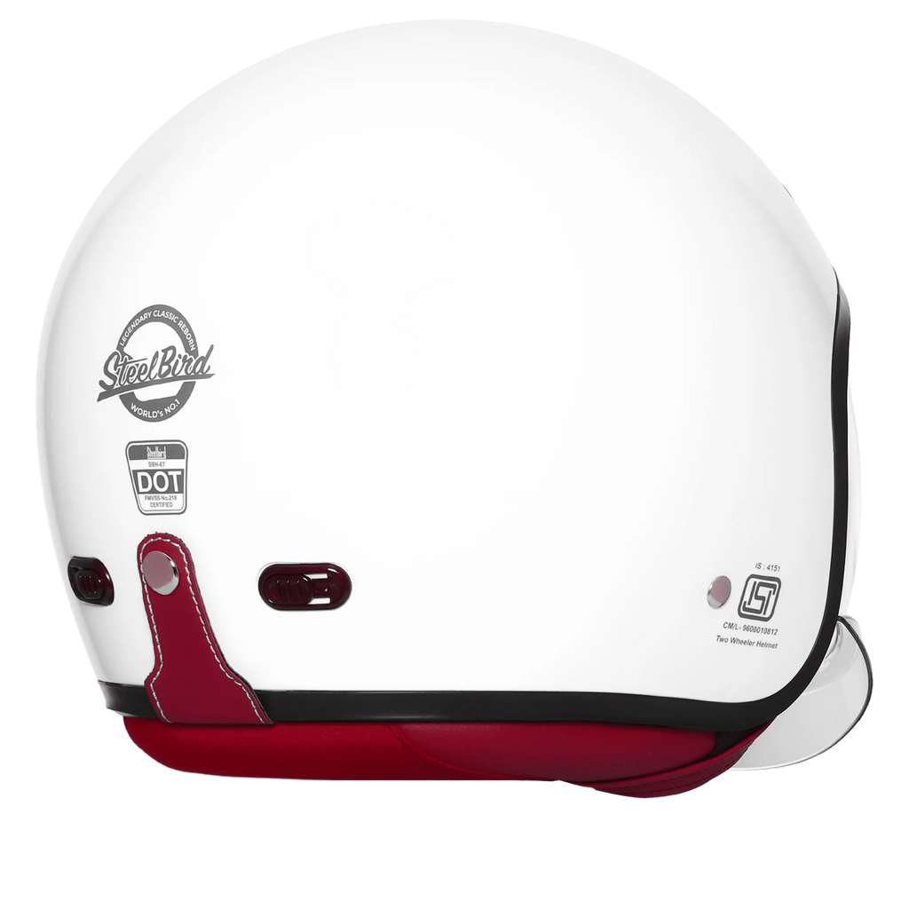 Steelbird Sbh 67 Vintage White Half Face Helmet