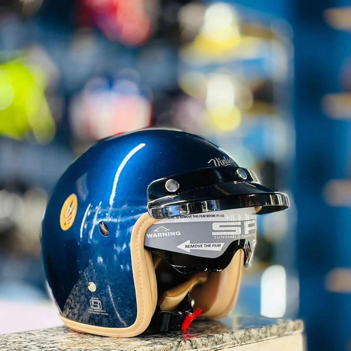 Steelbird Sbh 68 Vintage 2.0 Glossy Armada Blue Half Face Helmet