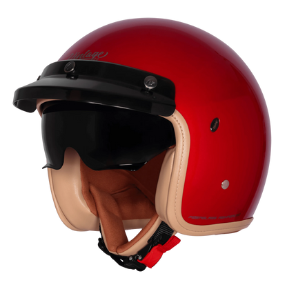 Steelbird Sbh 68 Vintage Cherry Red Half Face Helmet