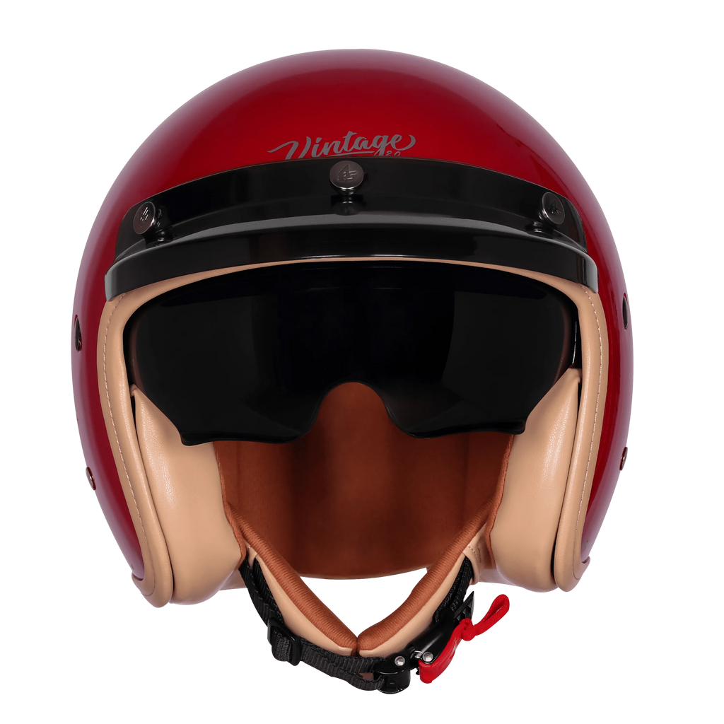 Steelbird Sbh 68 Vintage Cherry Red Half Face Helmet