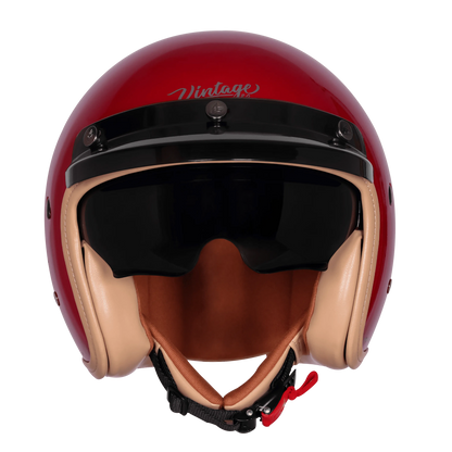 Steelbird Sbh 68 Vintage Cherry Red Half Face Helmet