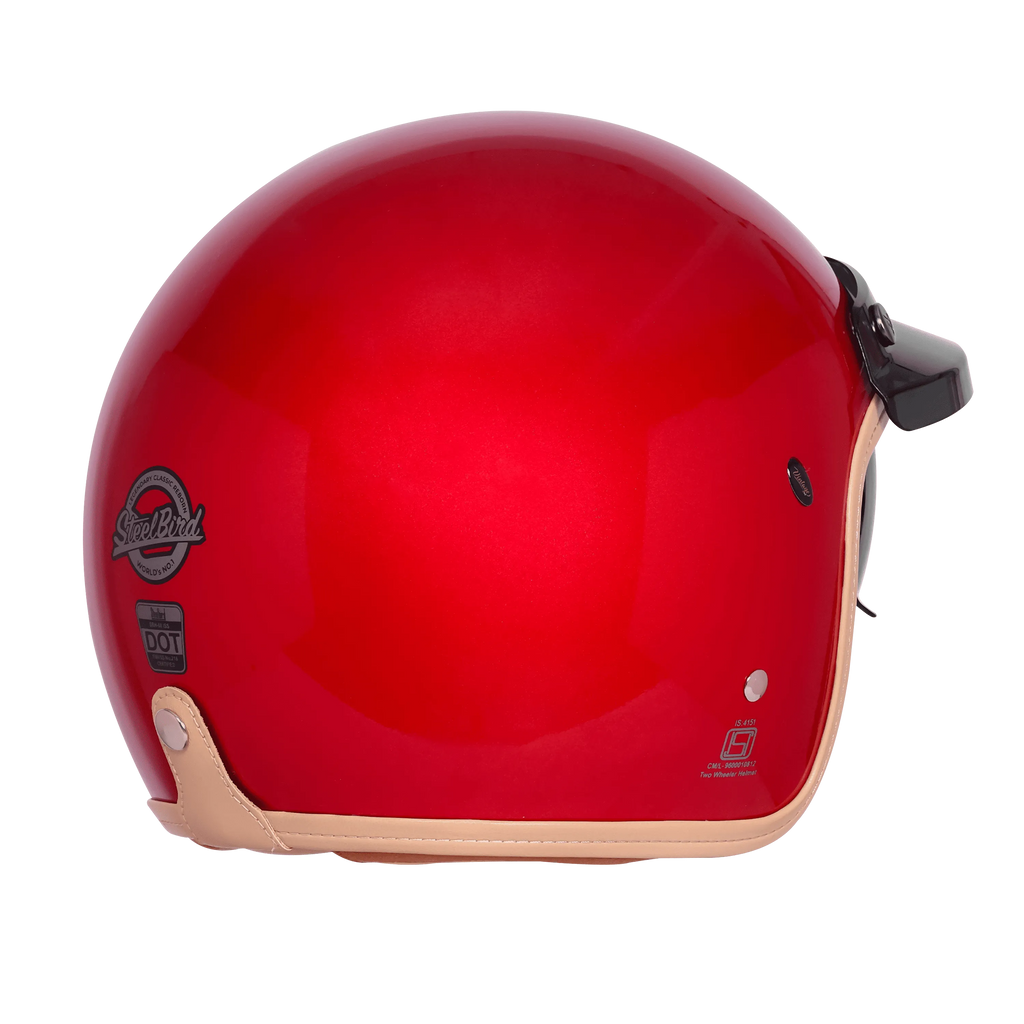 Steelbird Sbh 68 Vintage Cherry Red Half Face Helmet