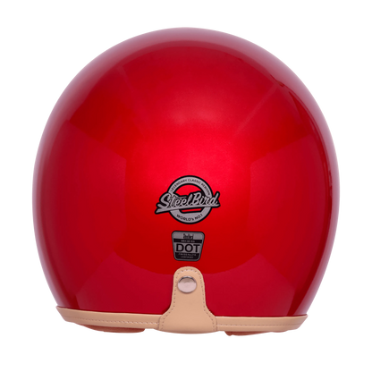 Steelbird Sbh 68 Vintage Cherry Red Half Face Helmet