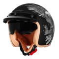 Steelbird Sbh 68 Vintage Dot 2,0 Eagle Black With Gray Half Face Helmet