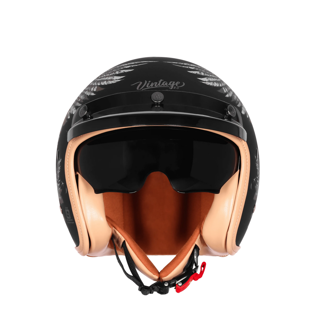 Steelbird Sbh 68 Vintage Dot 2,0 Eagle Black With Gray Half Face Helmet