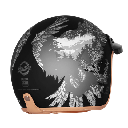 Steelbird Sbh 68 Vintage Dot 2,0 Eagle Black With Gray Half Face Helmet
