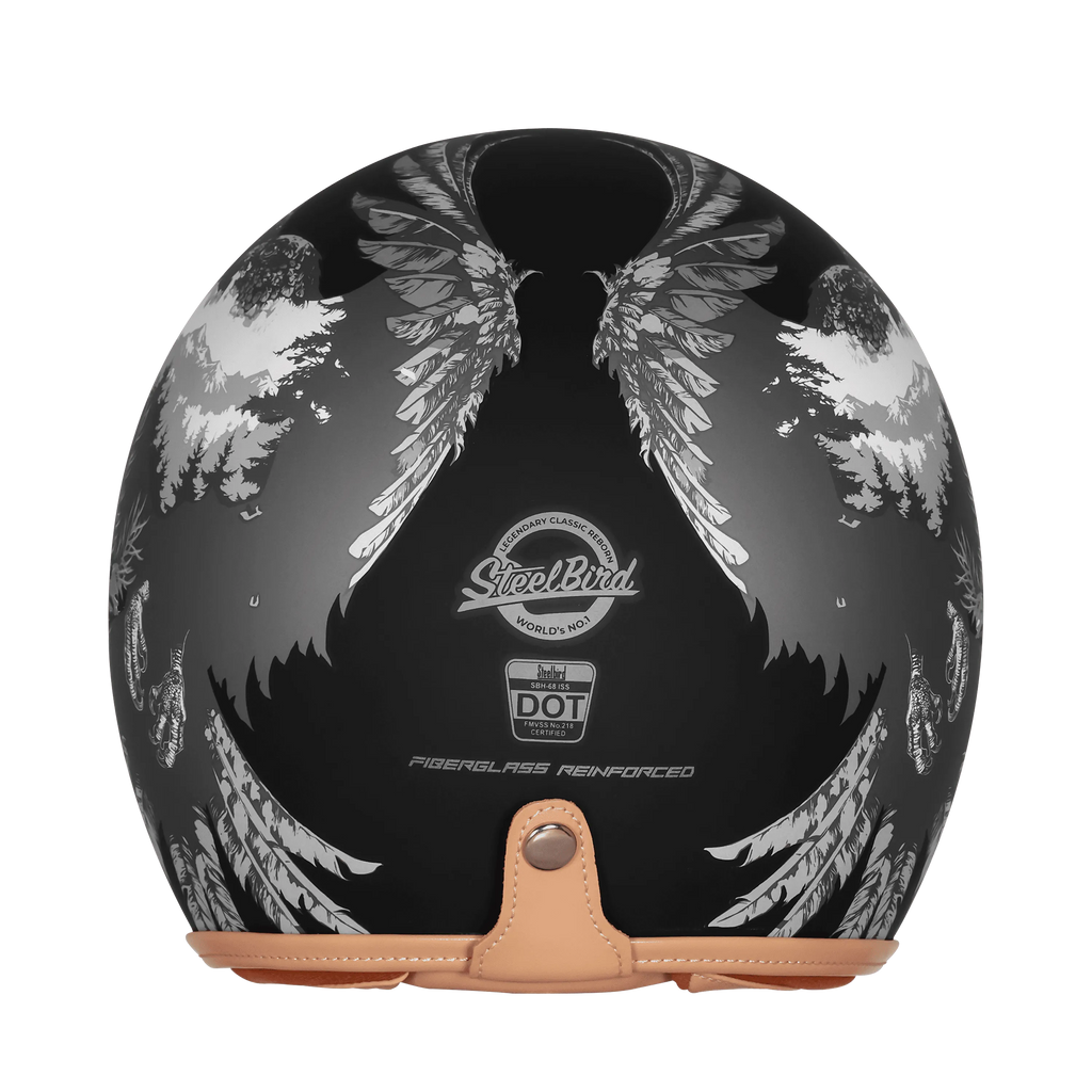 Steelbird Sbh 68 Vintage Dot 2,0 Eagle Black With Gray Half Face Helmet