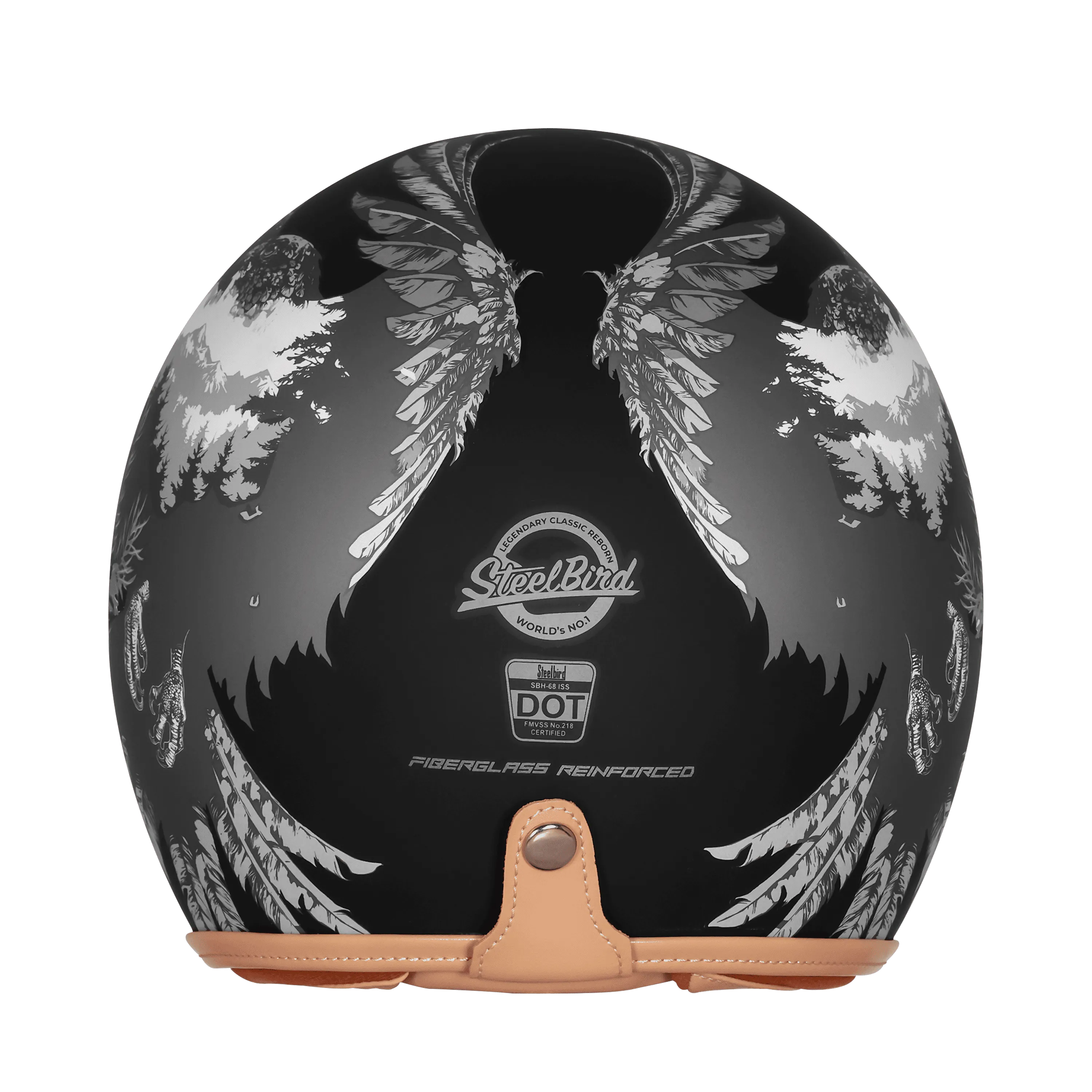 Steelbird Sbh 68 Vintage Dot 2,0 Eagle Black With Gray Half Face Helmet