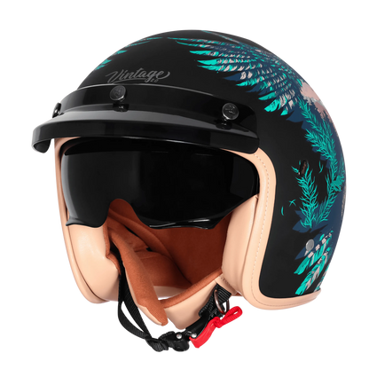 Steelbird Sbh 68 Vintage Dot 2.0 Eagle Black With Green