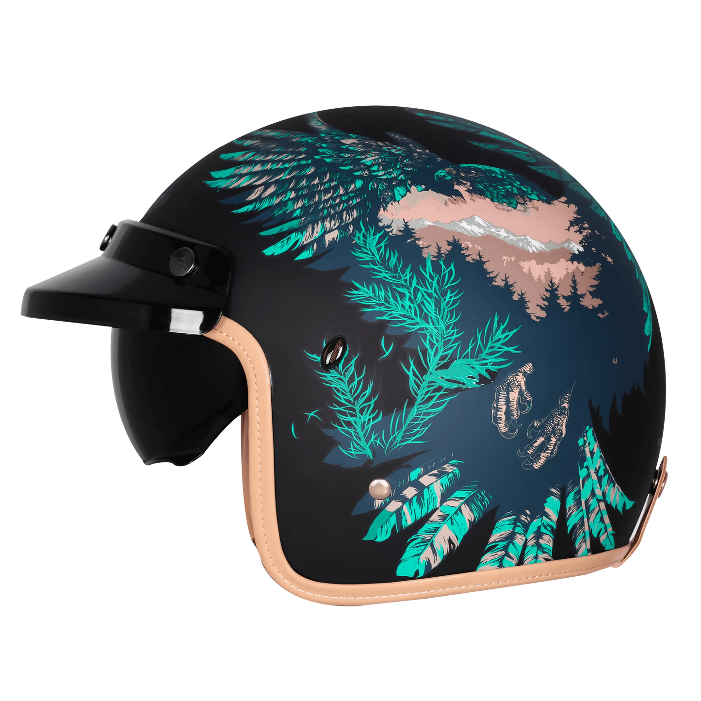 Steelbird Sbh 68 Vintage Dot 2.0 Eagle Black With Green