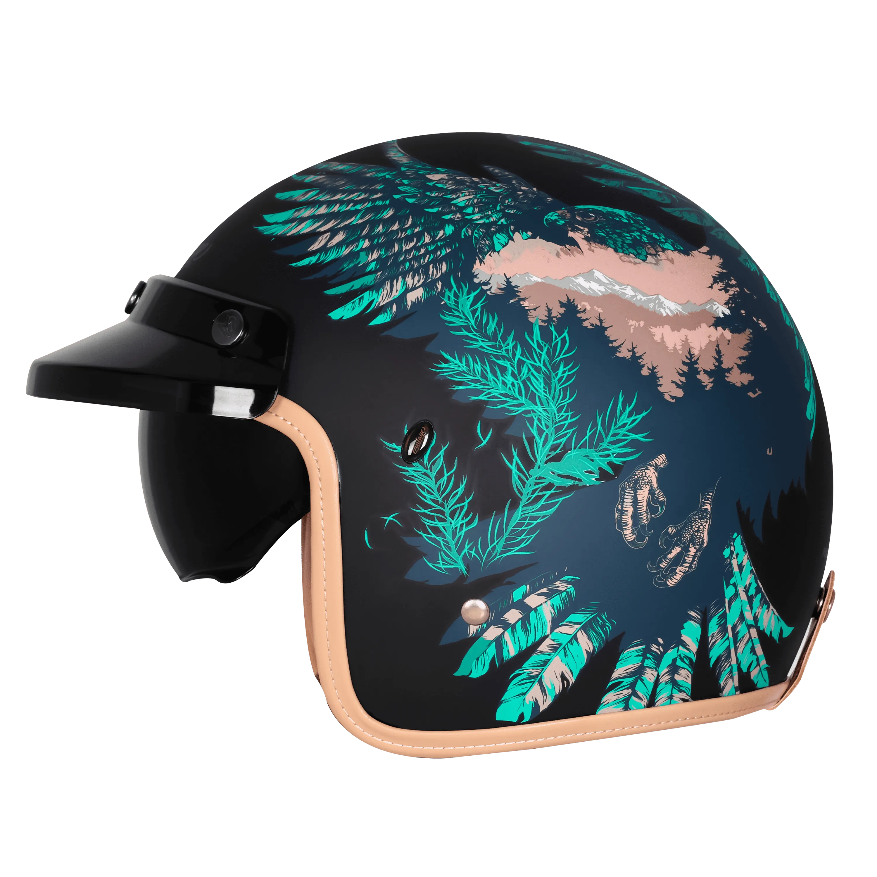 Steelbird Sbh 68 Vintage Dot 2.0 Eagle Black With Green