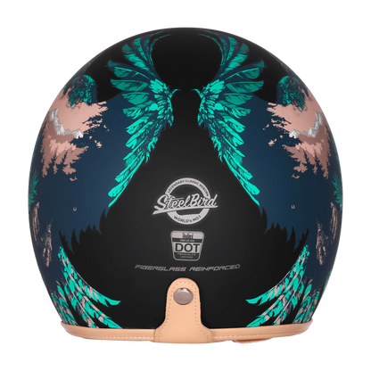 Steelbird Sbh 68 Vintage Dot 2.0 Eagle Black With Green