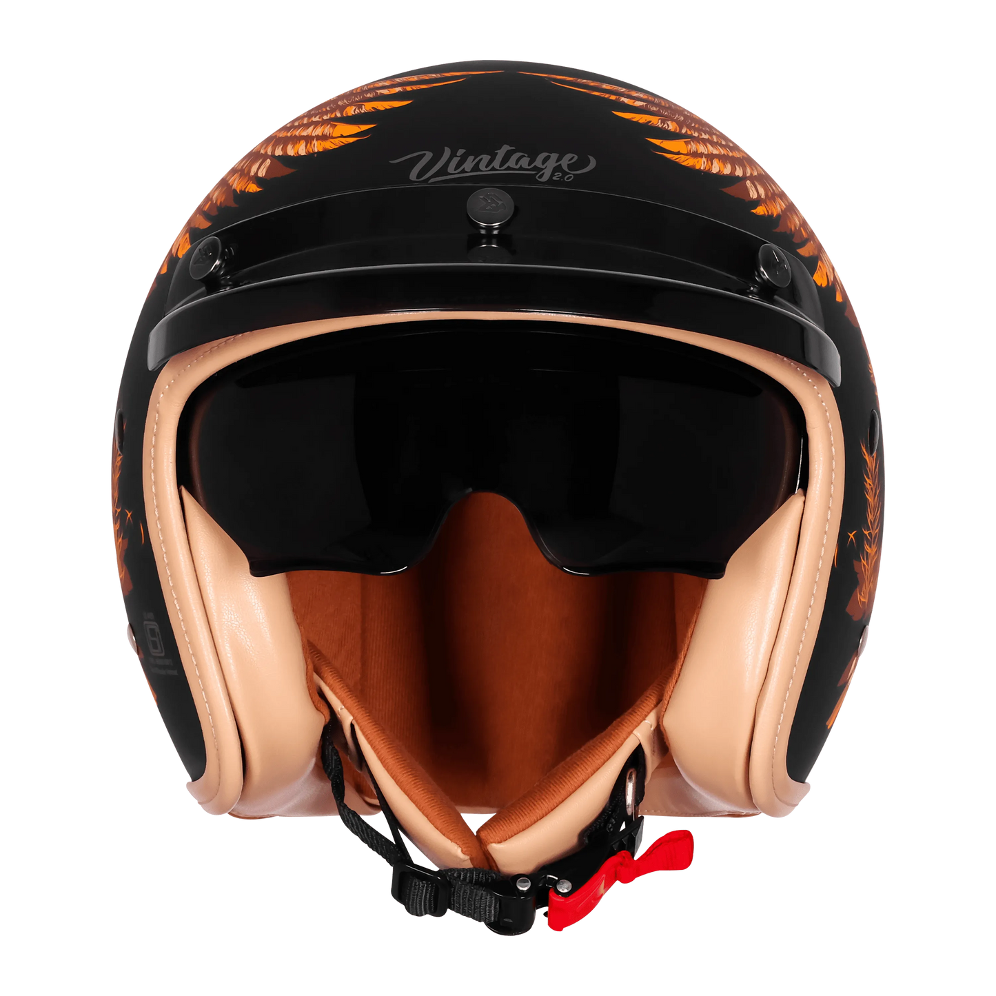 Steelbird Sbh 68 Vintage Dot 2,0 Eagle Black With Orange Half Face Helmet
