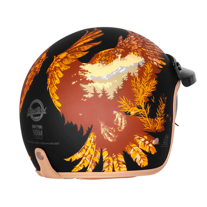 Steelbird Sbh 68 Vintage Dot 2,0 Eagle Black With Orange Half Face Helmet