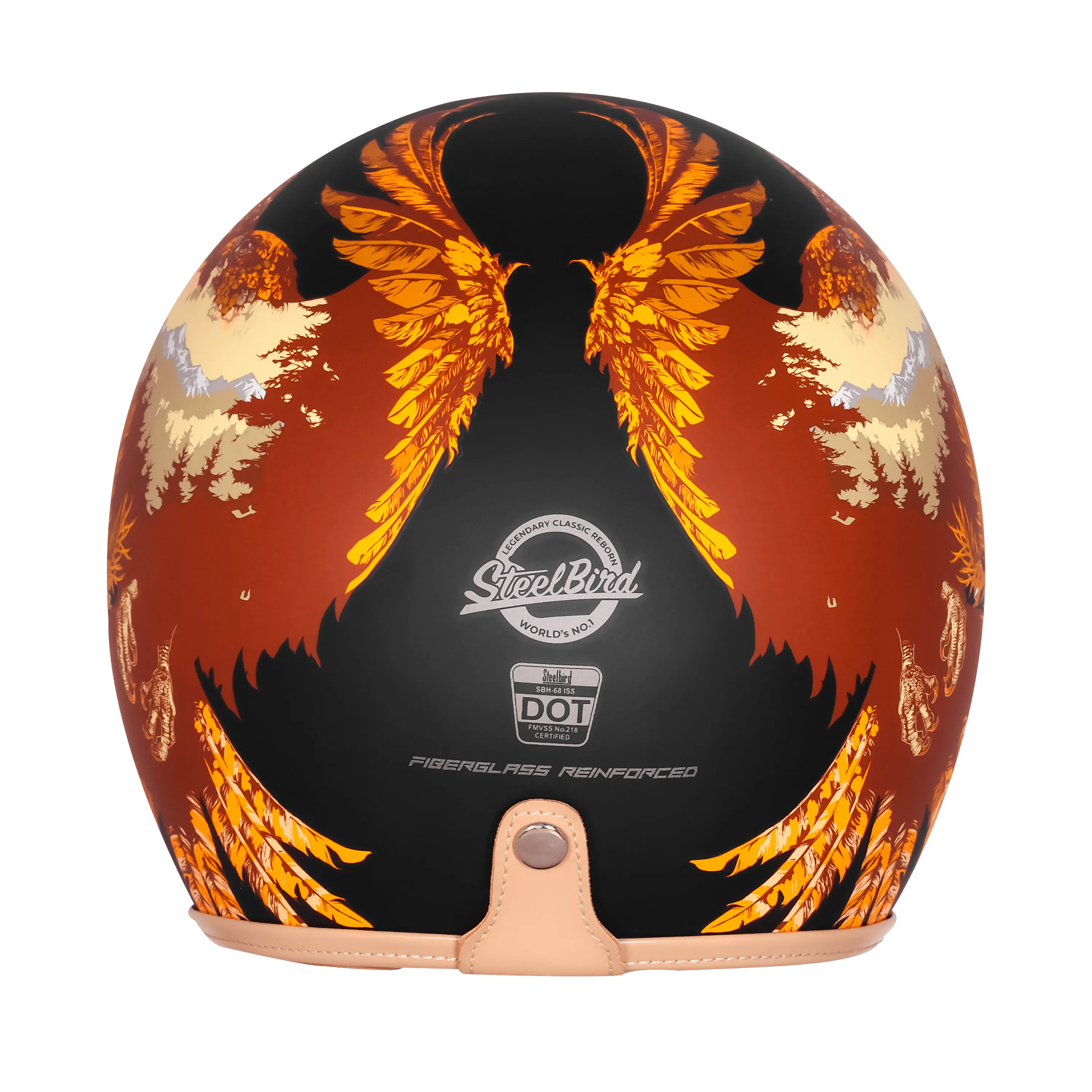 Steelbird Sbh 68 Vintage Dot 2,0 Eagle Black With Orange Half Face Helmet
