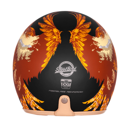 Steelbird Sbh 68 Vintage Dot 2,0 Eagle Black With Orange Half Face Helmet