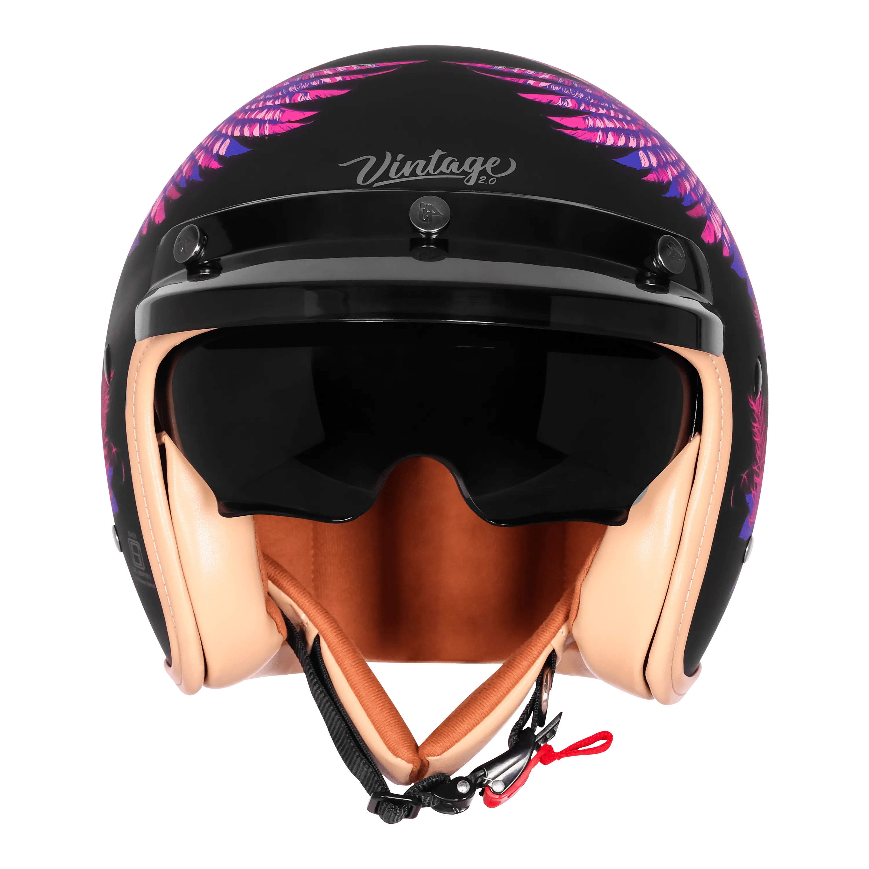 Steelbird Sbh 68 Vintage Dot 2,0 Eagle Black With Pink Half Face Helmet