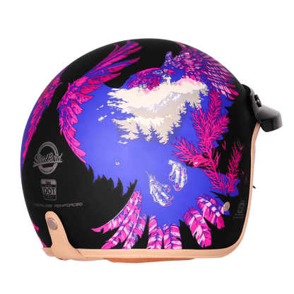 Steelbird Sbh 68 Vintage Dot 2,0 Eagle Black With Pink Half Face Helmet