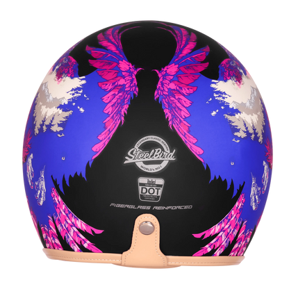 Steelbird Sbh 68 Vintage Dot 2,0 Eagle Black With Pink Half Face Helmet
