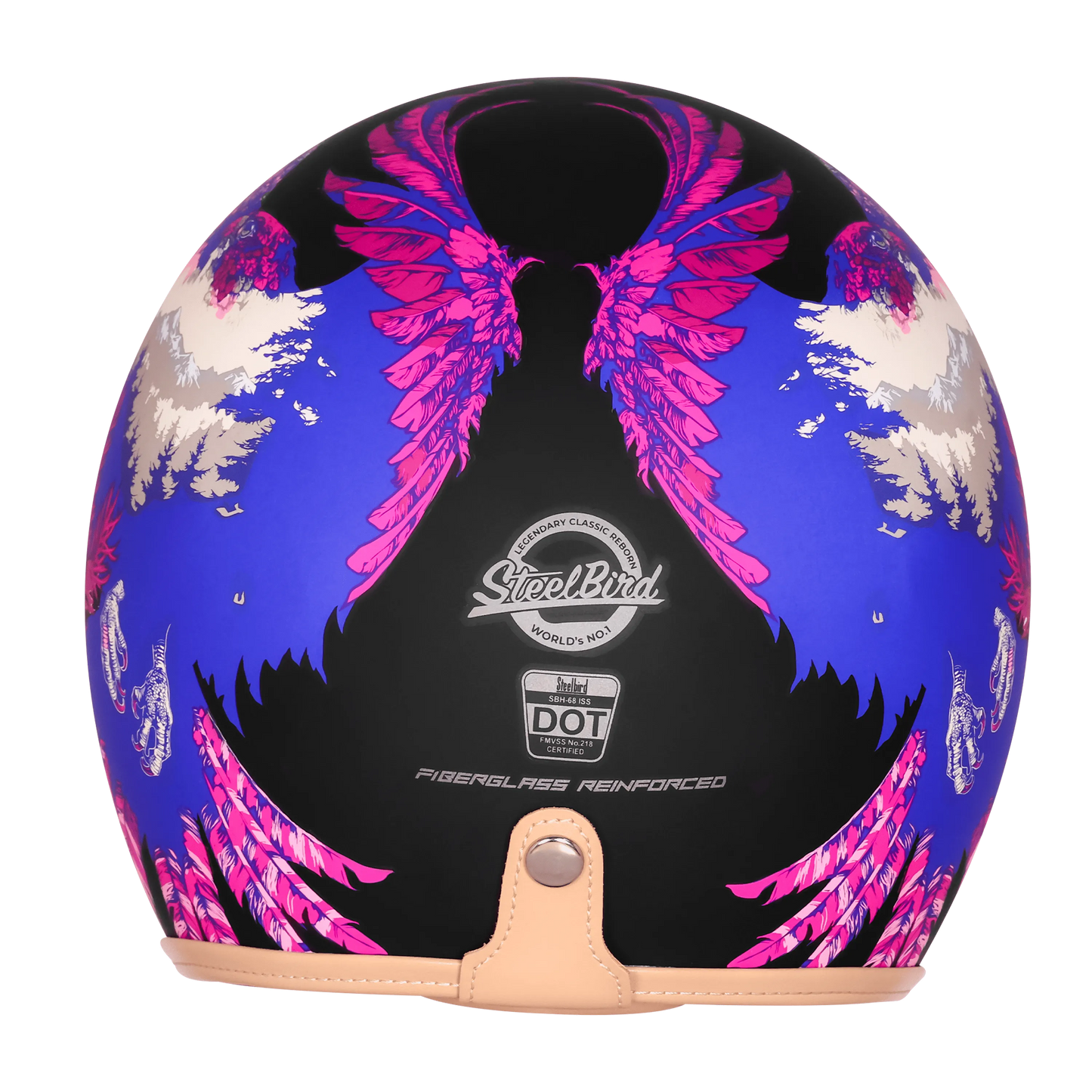 Steelbird Sbh 68 Vintage Dot 2,0 Eagle Black With Pink Half Face Helmet
