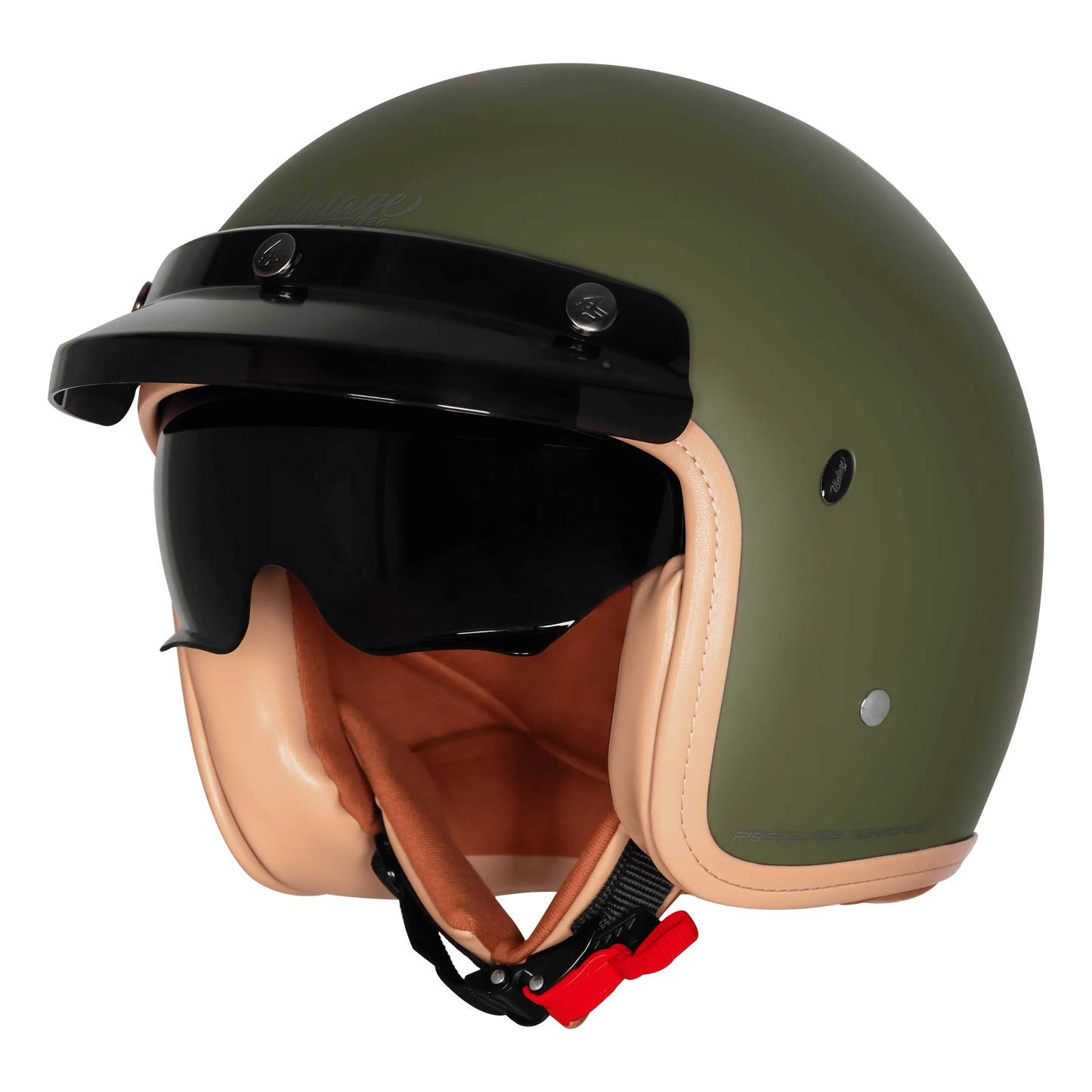 Steelbird Sbh 68 Vintage Matt Battle Green Half Face Helmet
