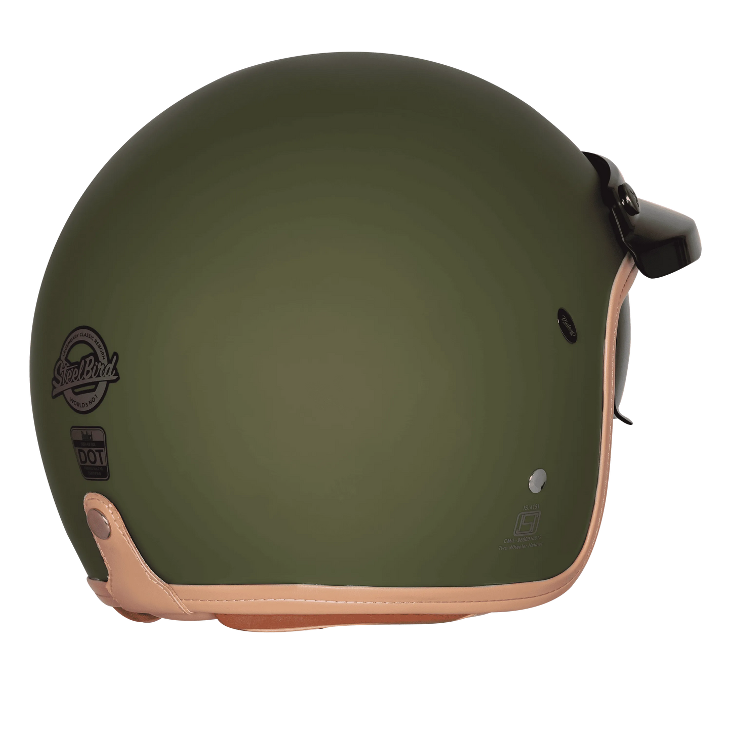 Steelbird Sbh 68 Vintage Matt Battle Green Half Face Helmet