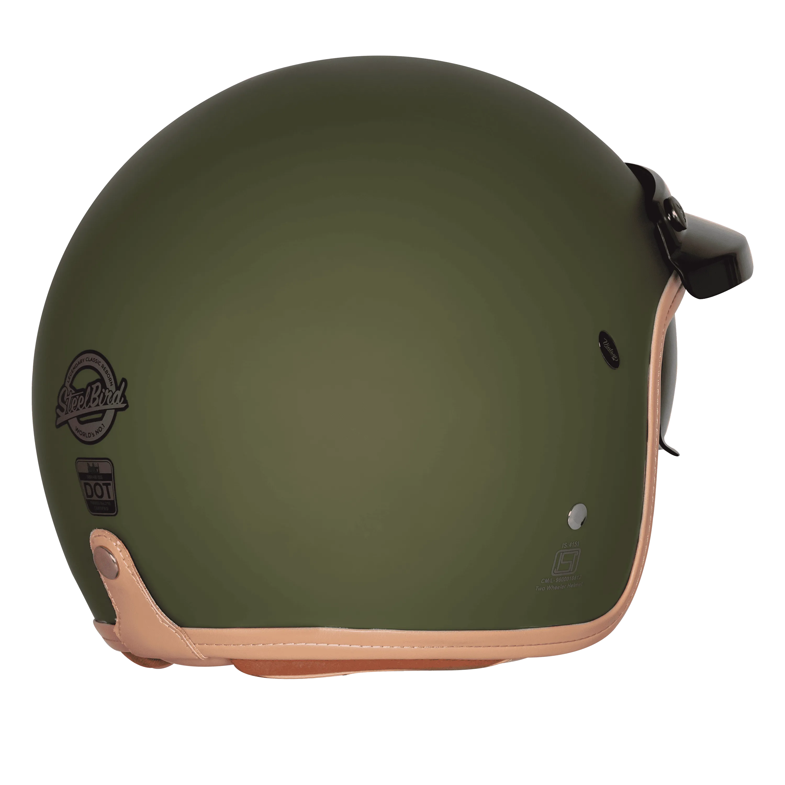 Steelbird Sbh 68 Vintage Matt Battle Green Half Face Helmet
