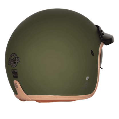 Steelbird Sbh 68 Vintage Matt Battle Green Half Face Helmet