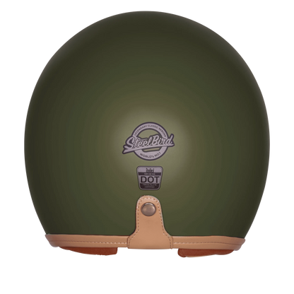Steelbird Sbh 68 Vintage Matt Battle Green Half Face Helmet