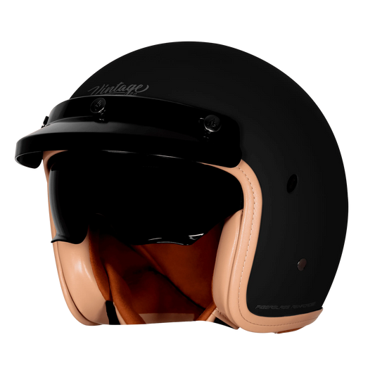 Steelbird Sbh 68 Vintage Matt Black Half Face Helmet