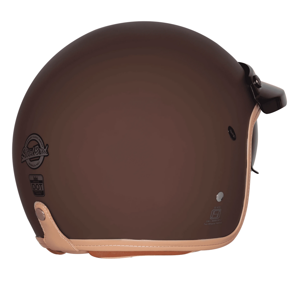 Steelbird Sbh 68 Vintage Matt Brown Half Face Helmet