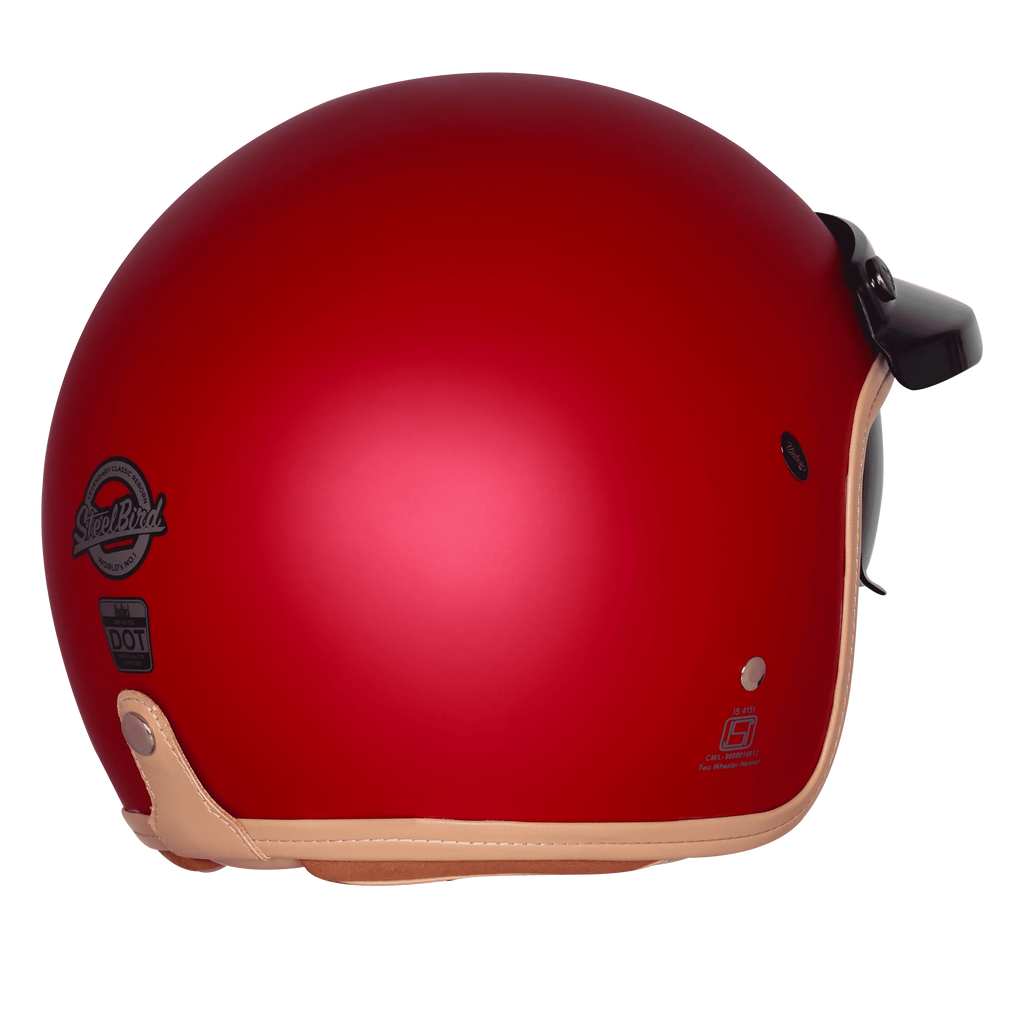 Steelbird Sbh 68 Vintage Matt Maroon Half Face Helmet