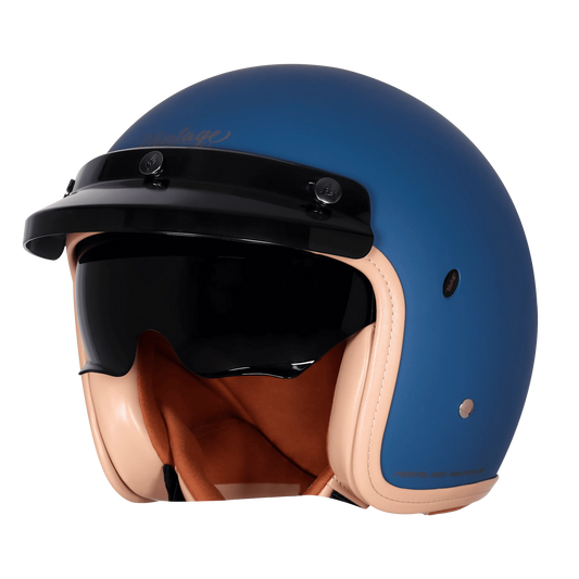 Steelbird Sbh 68 Vintage Matt Squadron Blue Half Face Helmet