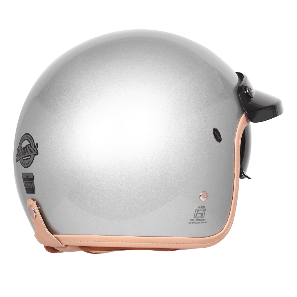 Steelbird Sbh 68 Vintage Silver Half Face Helmet