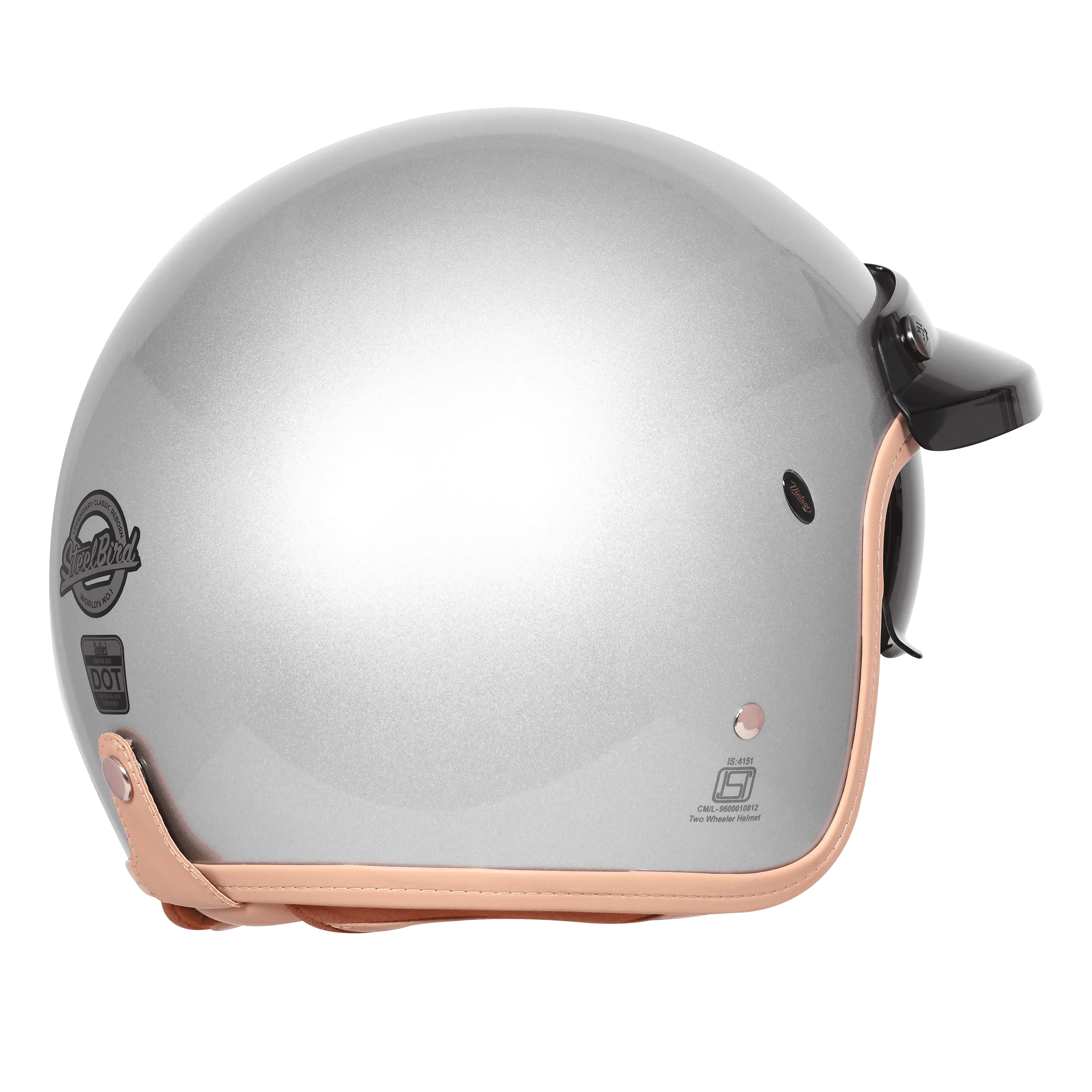 Steelbird Sbh 68 Vintage Silver Half Face Helmet