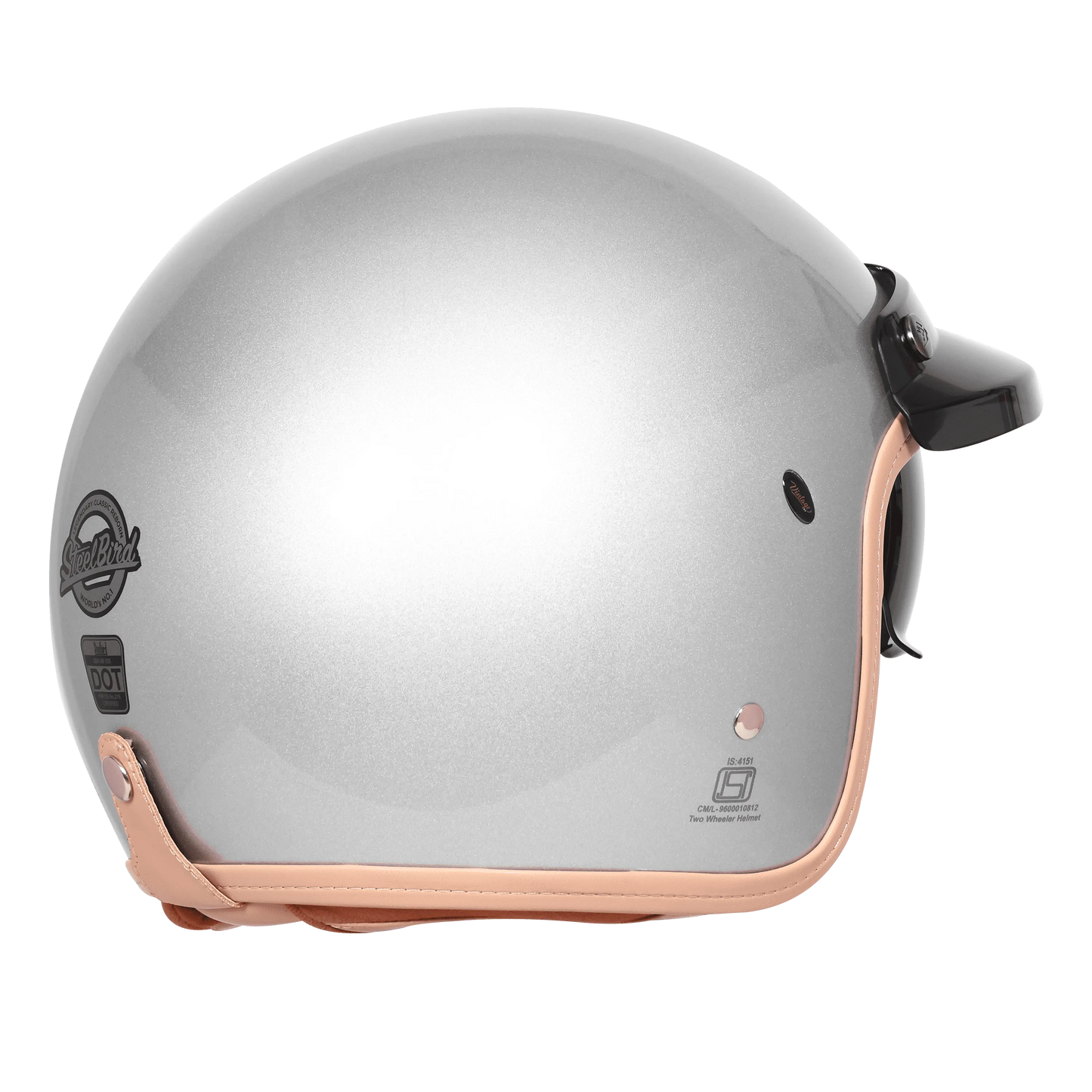 Steelbird Sbh 68 Vintage Silver Half Face Helmet