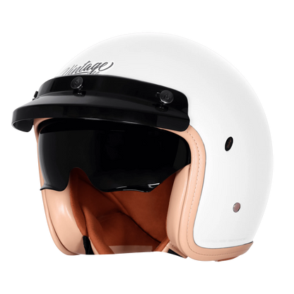 Steelbird Sbh 68 Vintage White Half Face Helmet