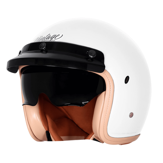 Steelbird Sbh 68 Vintage White Half Face Helmet