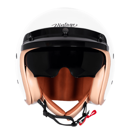 Steelbird Sbh 68 Vintage White Half Face Helmet