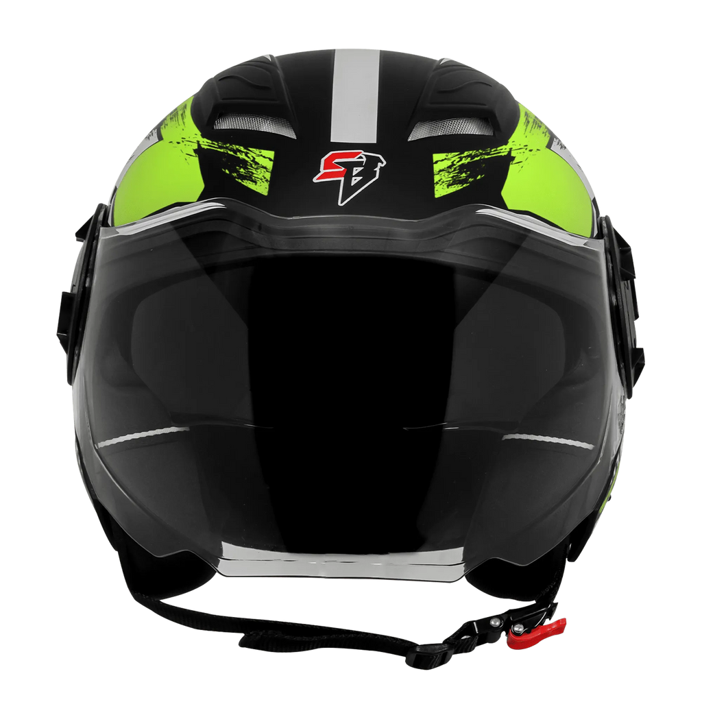 Steelbird Sbh 73 Drx Black Neon Half Face Helmet