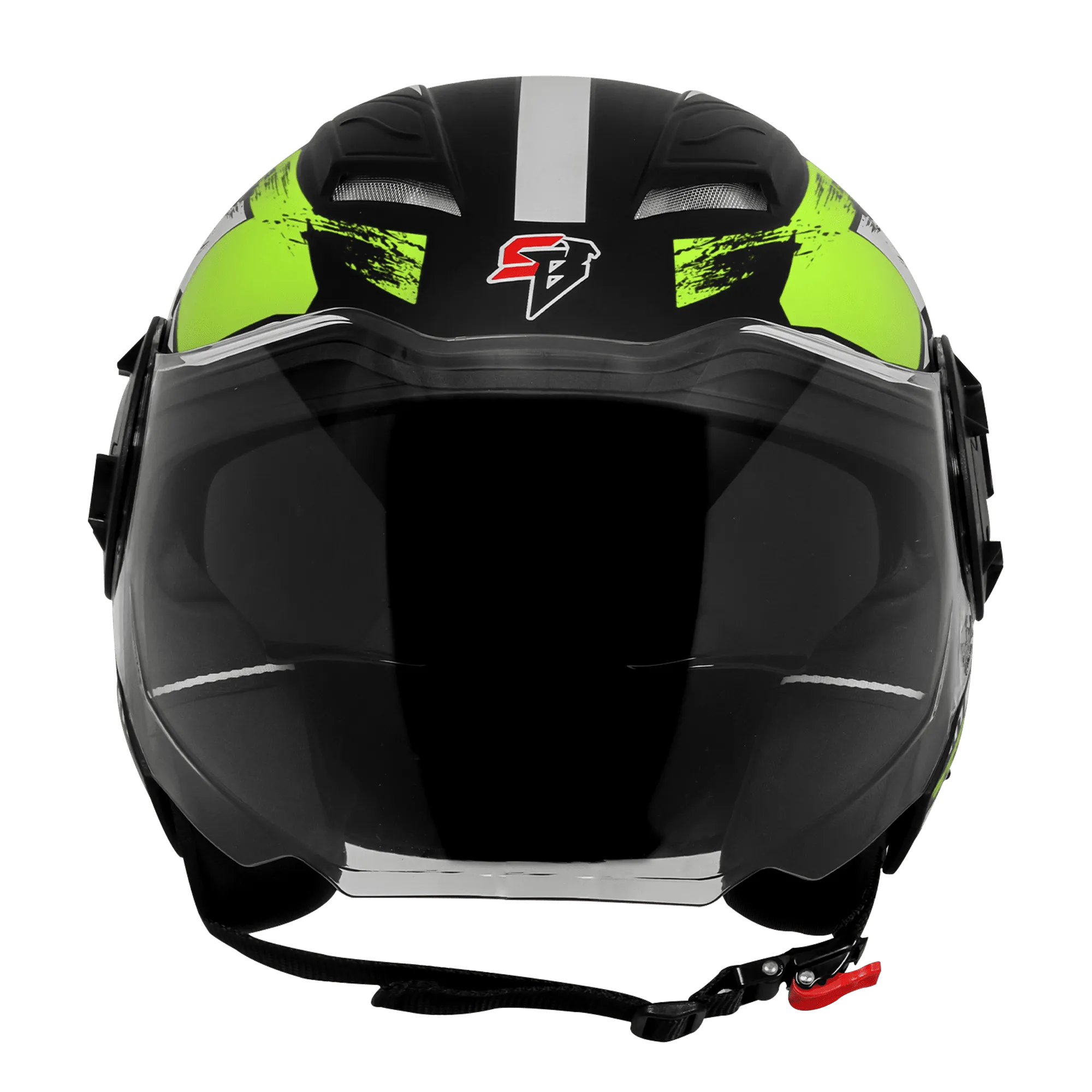 Steelbird Sbh 73 Drx Black Neon Half Face Helmet