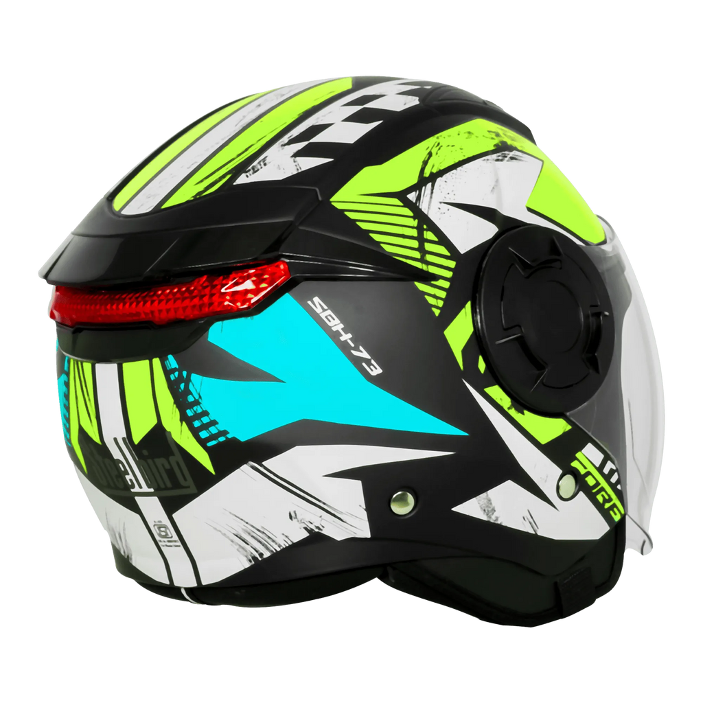 Steelbird Sbh 73 Drx Black Neon Half Face Helmet