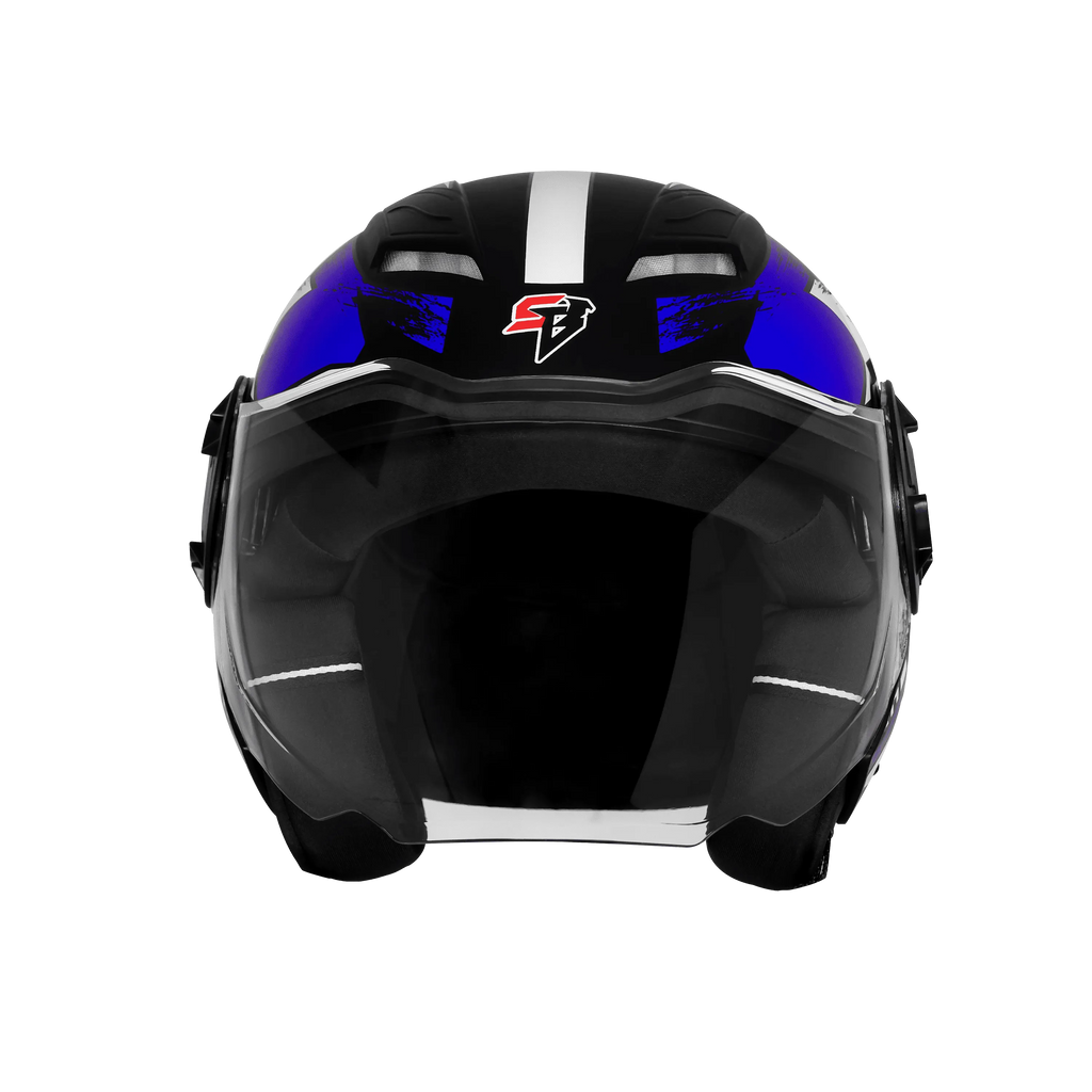 Steelbird Sbh 73 Drx Rf Core Black Blue Half Face Helmet