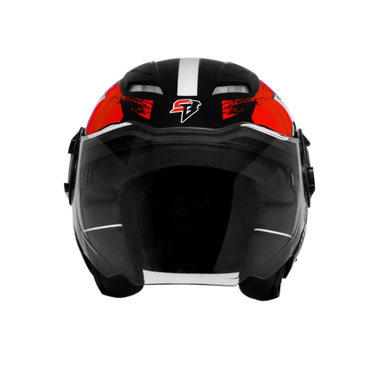 Steelbird Sbh 73 Drx Rf Core Black Red Half Face Helmet